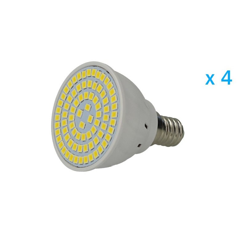 4 PZ Lampade Led E14 Spot 4W=40W Bianco Caldo Diametro 50mm Con 80 smd 2835