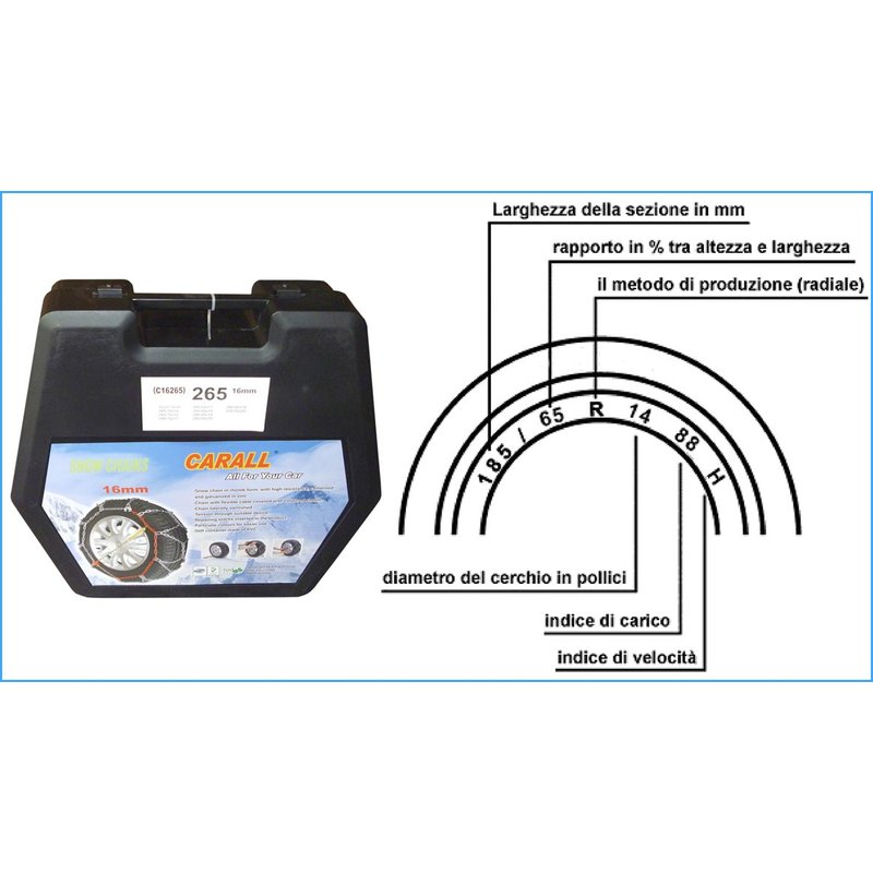 Catene Da Neve 16mm 4WD Per SUV 4X4 Gruppo 260 Carall 235/85-16 225/75-17,5