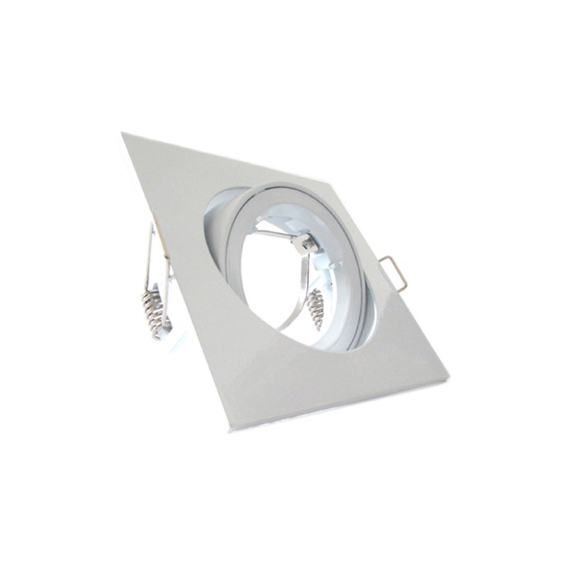 Porta Faretto Led GU10 MR16 Orientabile Quadrato Con Ghiera Bianco