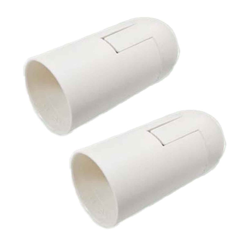 2 Pezzi Portalampade E14 in Termoplastico Bianco Slim Cilindro