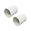 2 Pezzi Portalampade E27 in Termoplastico Bianco Cilindro