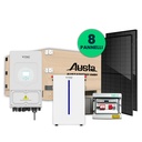 KIT Fotovoltaico Monofase Completo 3.6KW Con 8 Moduli 450W, Batteria di Accumulo 6.14kWh, Inverter Ibrido 3.6kW, Quadro AC/DC Monofase 3kW 1 Stringa 1 MPPT