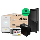 KIT Fotovoltaico Monofase Completo 5KW Con 11 Moduli 450W Batteria 10KWh, Batteria di Accumulo 9.6kWh, Inverter Ibrido 5kW, Quadro AC/DC Monofase 5kW 1 Stringa 1 MPPT