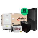 KIT Fotovoltaico Monofase Completo 6KW Con 15 Moduli 410W Batteria 10KWh, Batteria di Accumulo 9.6kWh, Inverter Ibrido 6kW, Quadro AC/DC Monofase 6kW 2 Stringhe 2 MPPT