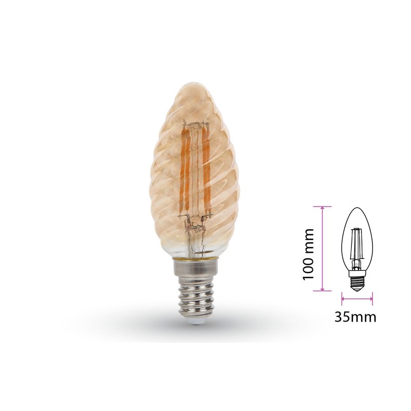 Lampada Filo Led a Filamento E14 C35 4W=35W Bianco Caldo 2200K Amber Copertura Vortici Cover Twist SKU-7115