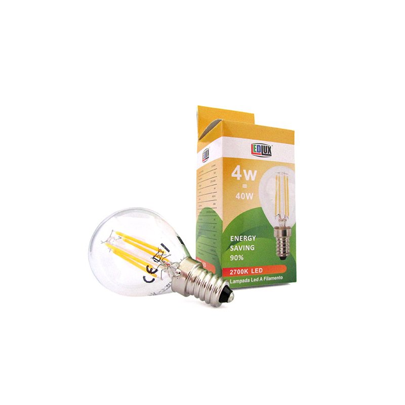 Stock 4 Lampade Filo Led Con Filamento E14 G45 4W 360 Gradi Bianco Caldo 2700K Bulbo Globo Piccolo Sfera