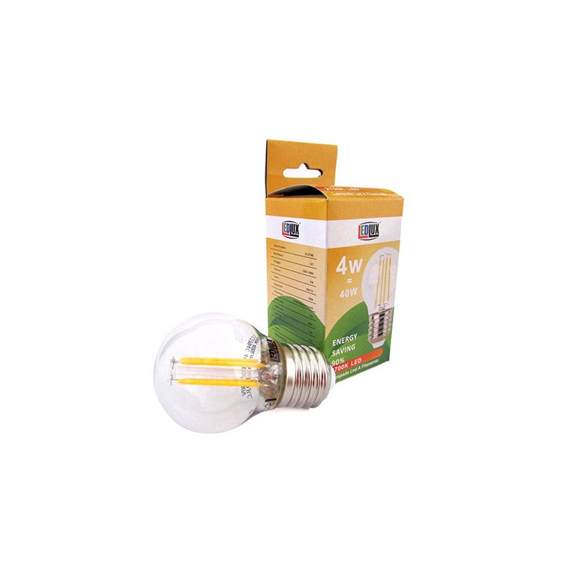 Stock 4 Lampade Filo Led a Filamento Zaffiro Sintetico E27 G45 4W 360 Gradi Bianco Caldo 2700K Bulbo Piccolo Sfera