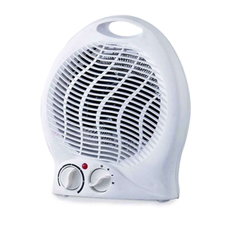 Termoventilatore AC220-240V in Plastica Rame Alluminio Aria Calda 1000/2000W Protezione dal Surriscaldamento 22x25x13cm Bianco