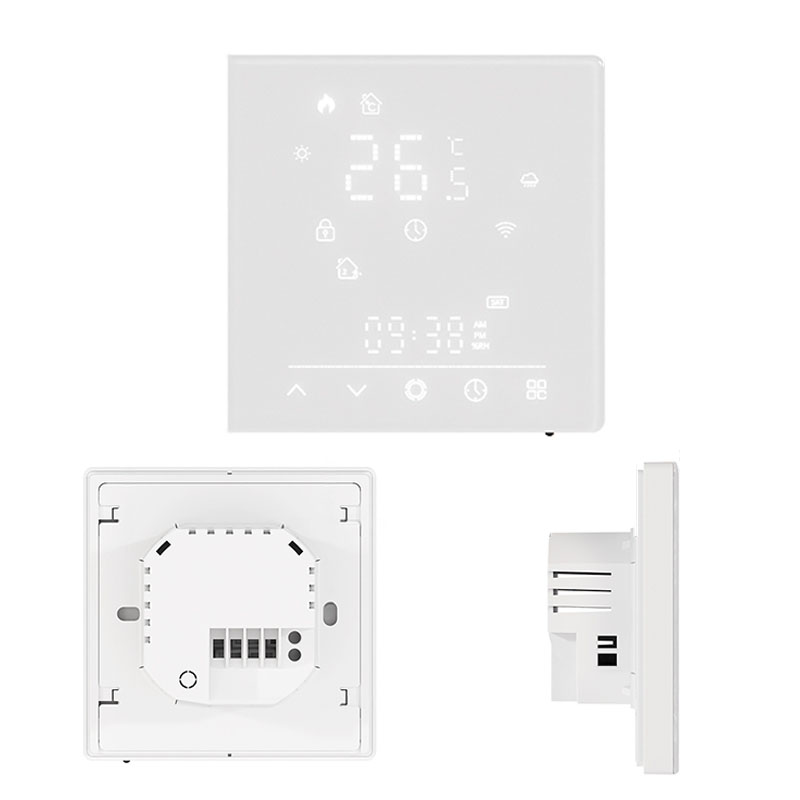 MeanWell Termostato Matter WIFI 2.4G TUYA, Smart Life, Apple Home, Google Home, Alexa, Samsung SmartThings Riscaldamento Pavimento Con Acqua Bianco 5A 95-240V IP20