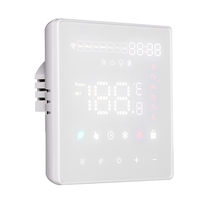 MeanWell Termostato WIFI Touch Protocollo WIFI 2.4G TUYA, Smart Life Quadrata Compatibile Con Scatola 502 Riscaldamento Caldaia a Gas Riscaldamento Pavimento Con Acqua Bianco 3A 100-250V IP20