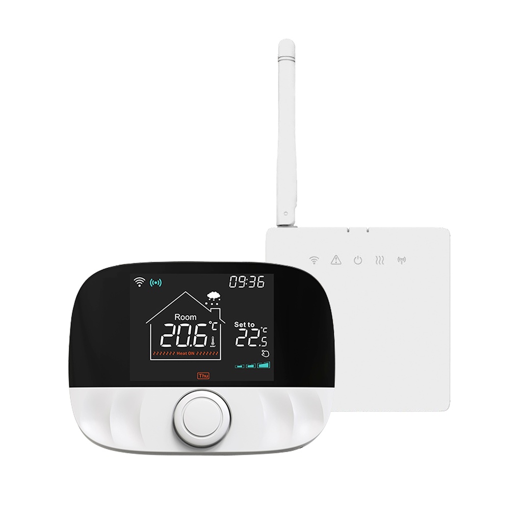 MeanWell Termostato WIFI + RF Protocollo WIFI 2.4G + RF 433MHZ TUYA, Smart Life Riscaldamento Caldaia a Gas,Riscaldamento Pavimento Con Acqua 5A 95-240V 50/60Hz IP20