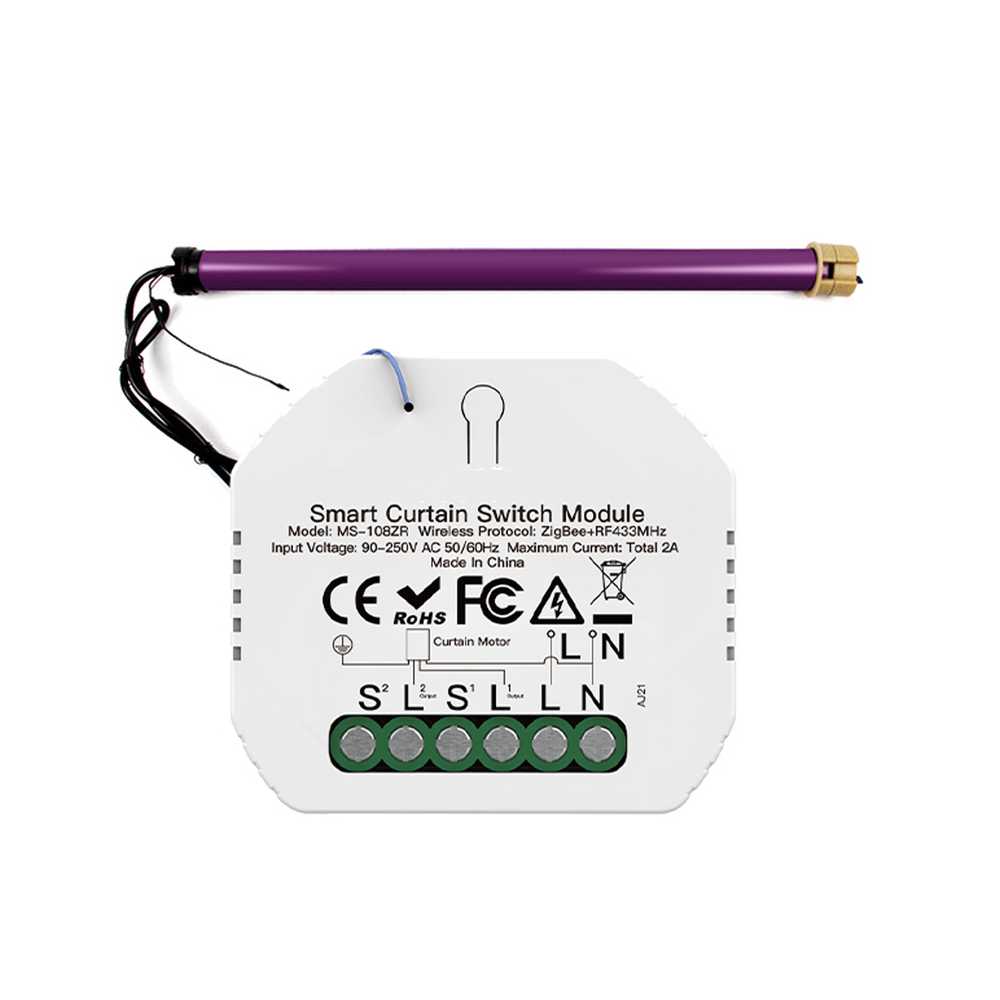 Modulo Tapparelle ZigBee + RF 433 Protocollo ZigBee 3.0, RF 433MHz TUYA, Smart Life 2A AC 90-250V 50/60HZ 500W 52X47X18mm IP20 CE SHZ108ZR