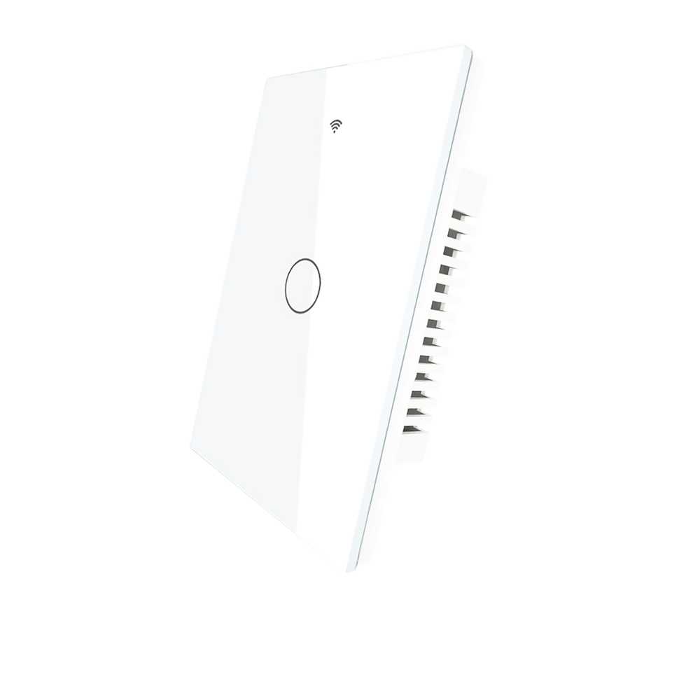 MeanWell Interruttore Da Parete Touch 1 Tasto, WIFI 2.4G Matter, TUYA, Smart Life,Apple Home, Google Home, Alexa, SmartThings, 10A, AC 90-250V, 50/60HZ, 120X72X38mm, IP20, Bianco