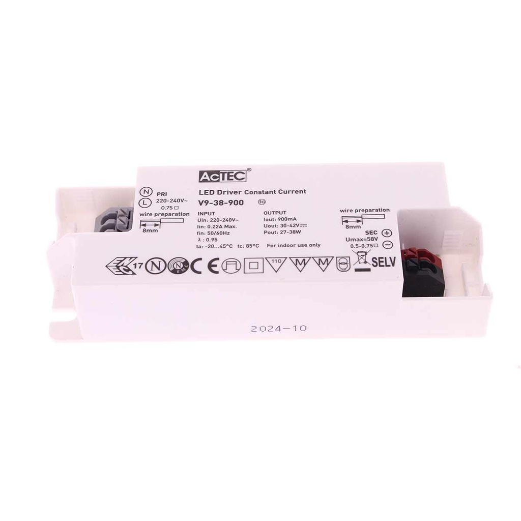 Led Driver CC Corrente Costante 900mA 30V-42VDC Per Alimentare Led Max 38W