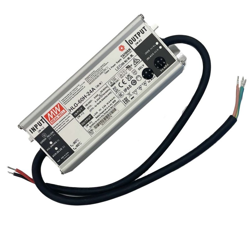 MeanWell HLG-60H-24A Alimentatore Led Driver CV CC IP67 60W 24V 2,5A Input 220V e 110V