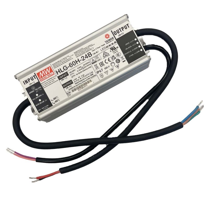 MeanWell HLG-60H-24B Alimentatore Led Driver CV CC IP67 Dimmerabile 60W 24V 2,5A Input 220V e 110V