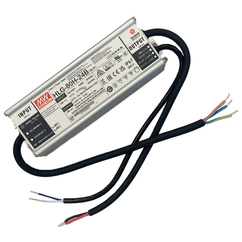 MeanWell HLG-80H-24B Alimentatore Led Driver CV CC IP67 Dimmerabile 80W 24V 3,4A Input 220V e 110V