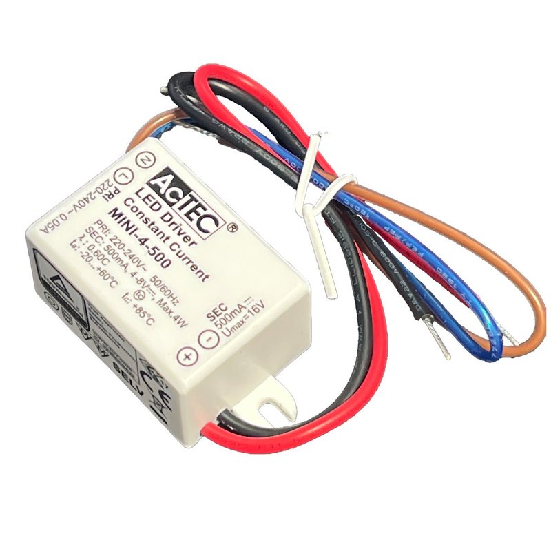 Mini Led Driver IP65 Corrente Costante 500mA 4V-8VDC 4W 48X38X21mm