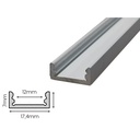 2 Metri Profilo Barra Alluminio Anodizzato Standard 17,4X7mm Interno 12mm