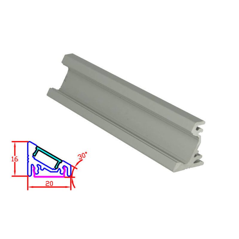 3 Metri Profilo Canalina Barra Alluminio Led Anodizzato Angolare Corner Curva 30 Gradi Per Strip Led BA3202M3