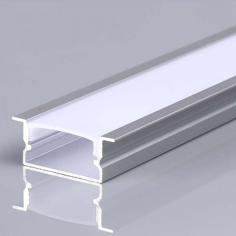 Profilo Alluminio Da Incasso Per Cartongesso 26X10mm Spazio Led Max 18,5mm Completo Di Copertura Satinata Tappi Gancio 2 Metri SKU-23175