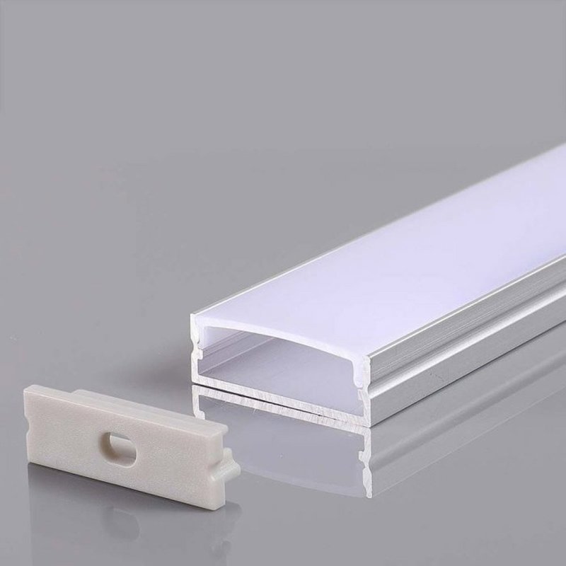 Profilo Alluminio Media 30X10mm Standard Spazio Led Max 27mm con la Copertura Satinata Tappi Gancio 2 Metri SKU-23176