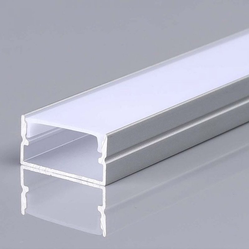 Profilo Alluminio Slim 20X10mm Standard Spazio Led Max 18,5mm con la Copertura Satinata Tappi Gancio 2 Metri SKU-23174