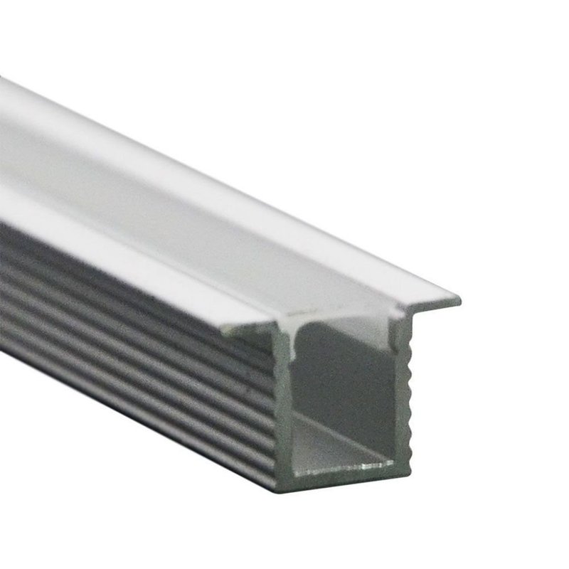 Profilo in Alluminio Da Incasso Stretto Piccolo 12,4X9mm Per Striscia Led 5mm Completo Di Copertura Satinata Tappi Gancio 2 Metri SKU-2904