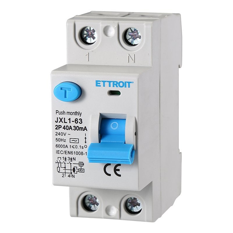 ETTROIT Interruttore Differenziale Puro 2P 40A 6kA 30mA 220V Salvavita Differenziale Occupa 2 Moduli DIN