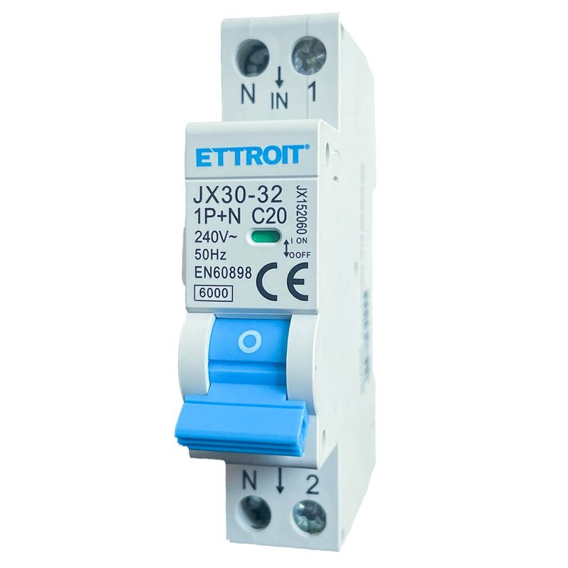 ETTROIT Interruttore Magnetotermico Automatico 1P+N 20A 6000A 220V Salvavita Stotz Occupa 1 Modulo DIN