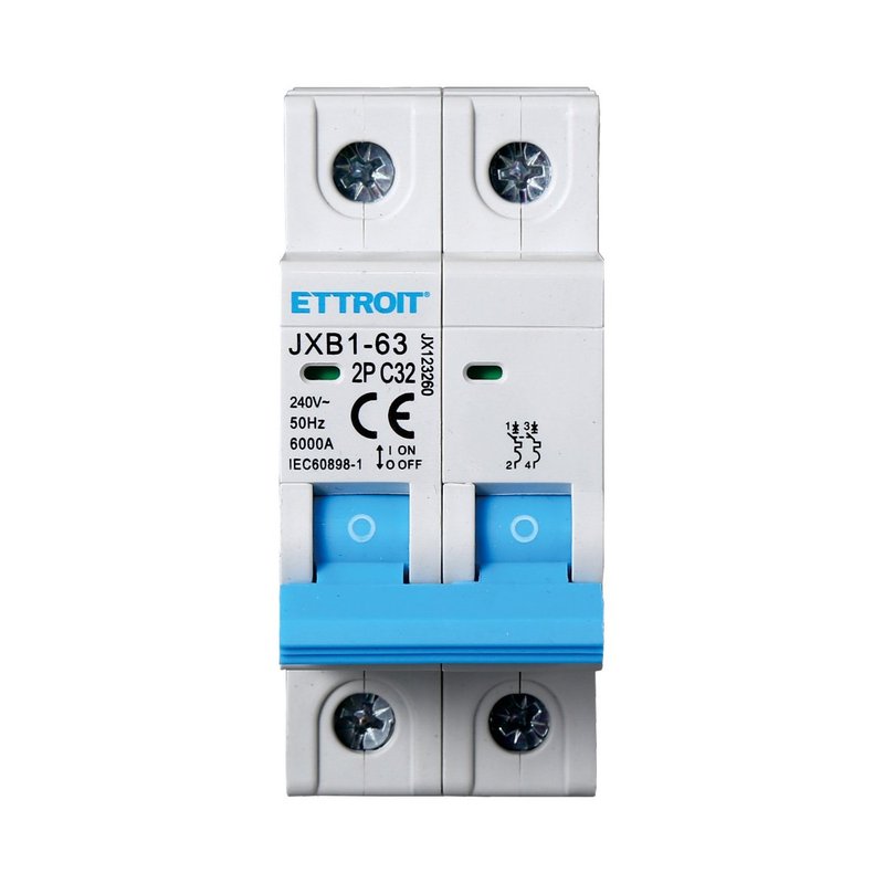 ETTROIT Interruttore Magnetotermico Automatico 2P 32A 6000A 220V Salvavita Stotz Occupa 2 Moduli DIN