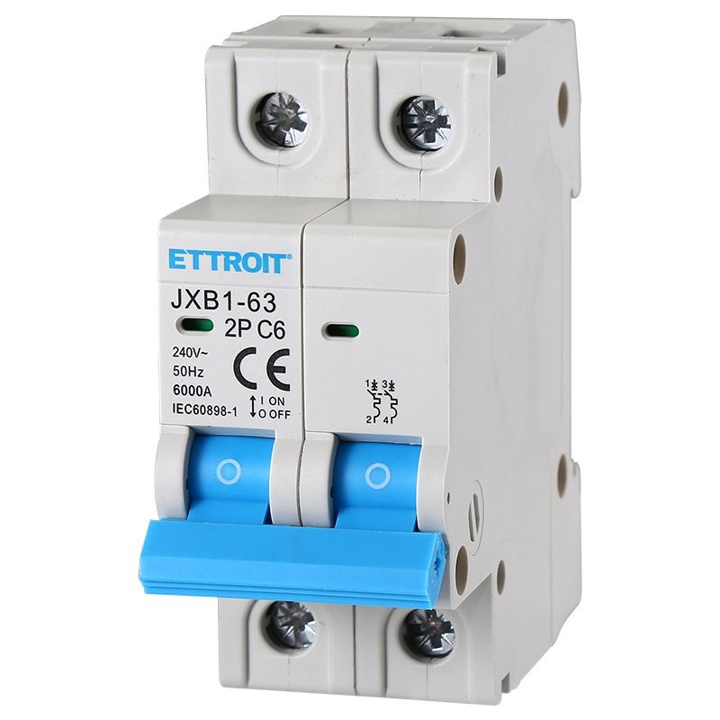 ETTROIT Interruttore Magnetotermico Automatico 2P 6A 6000A 220V Salvavita Stotz Occupa 2 Moduli DIN