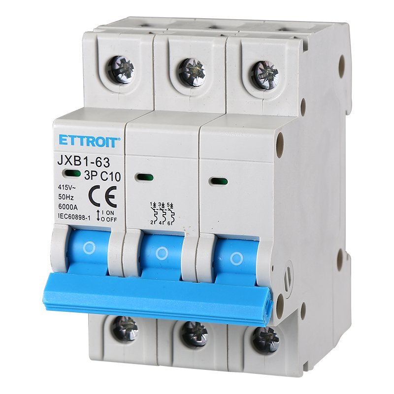 ETTROIT Interruttore Magnetotermico Automatico 3P 10A 6000A 220V 380V Salvavita Stotz Occupa 3 Moduli DIN