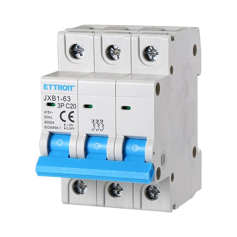 ETTROIT Interruttore Magnetotermico Automatico 3P 20A 6000A 220V 380V Salvavita Stotz Occupa 3 Moduli DIN