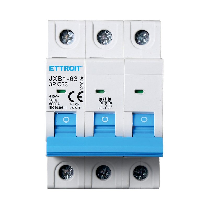 ETTROIT Interruttore Magnetotermico Automatico 3P 63A 6000A 220V 380V Salvavita Stotz Occupa 3 Moduli DIN