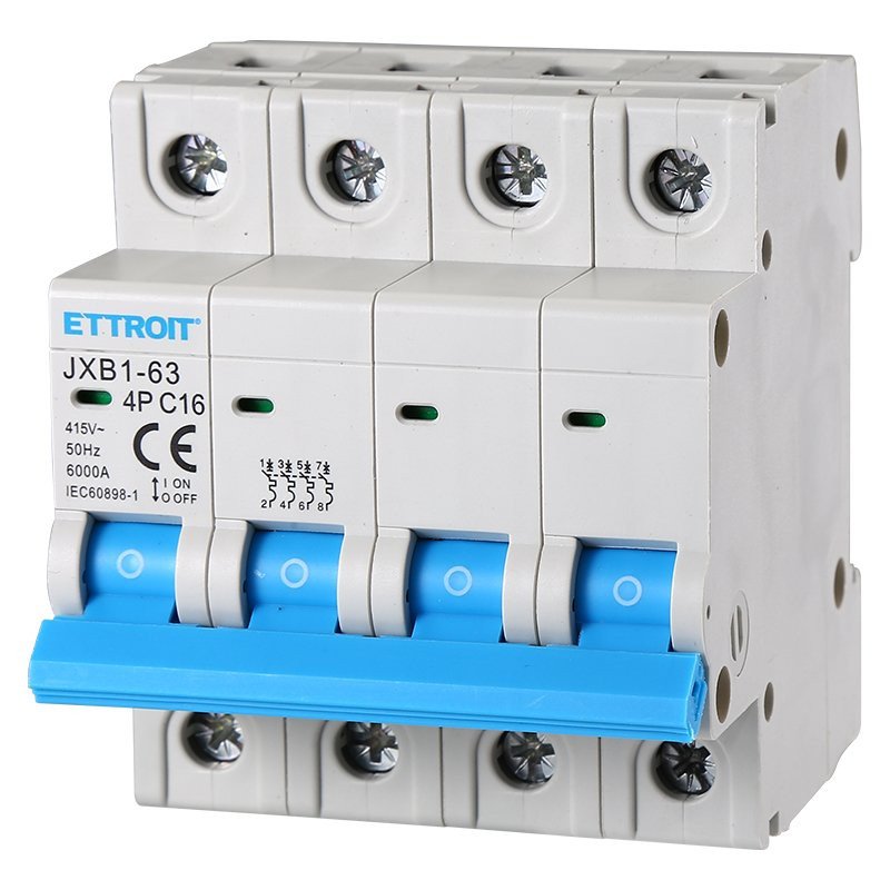 ETTROIT Interruttore Magnetotermico Automatico 4P 16A 6000A 220V 380V Salvavita Stotz Occupa 4 Moduli DIN