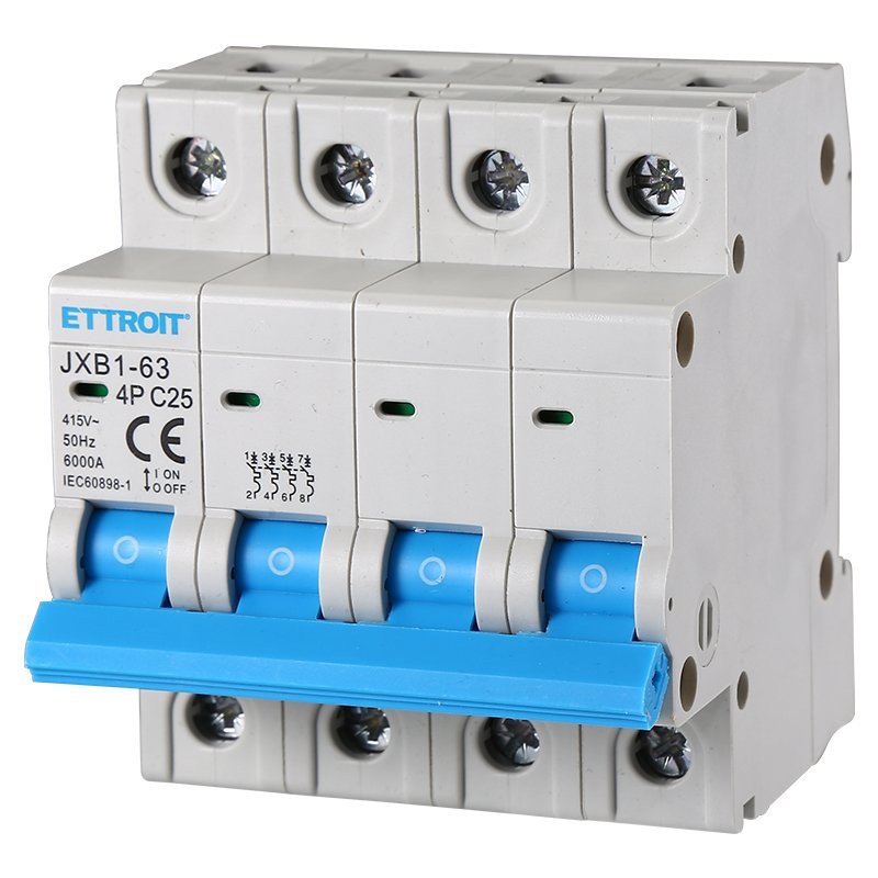 ETTROIT Interruttore Magnetotermico Automatico 4P 25A 6000A 220V 380V Salvavita Stotz Occupa 4 Moduli DIN