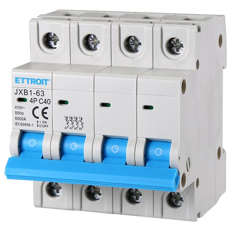 ETTROIT Interruttore Magnetotermico Automatico 4P 40A 6000A 220V 380V Salvavita Stotz Occupa 4 Moduli DIN