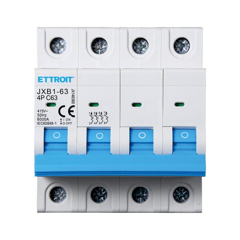 ETTROIT Interruttore Magnetotermico Automatico 4P 63A 6000A 220V 380V Salvavita Stotz Occupa 4 Moduli DIN