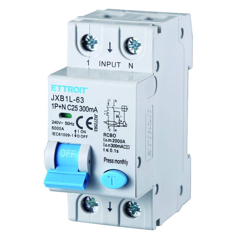 ETTROIT Interruttore Magnetotermico Differenziale 1P+N 25A 6KA 300mA 220V Occupa 2 Moduli DIN