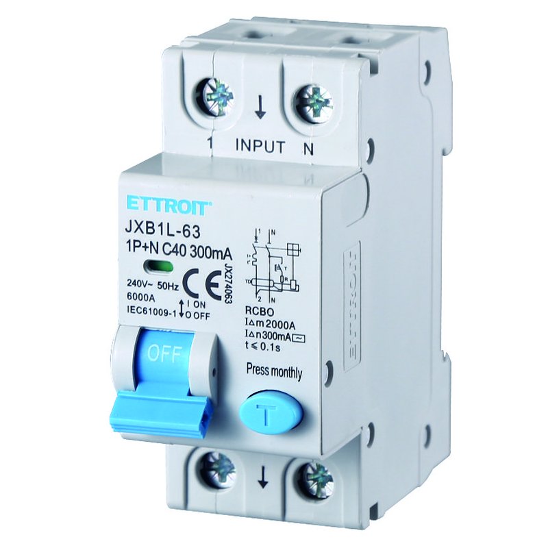 ETTROIT Interruttore Magnetotermico Differenziale 1P+N 40A 6KA 300mA 220V Occupa 2 Moduli DIN