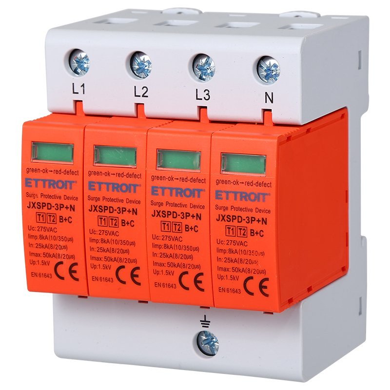 ETTROIT Scaricatore Di Sovratensione 220V T1+T2 220V 3P+N 4 Poli Occupa 4 Modulo DIN