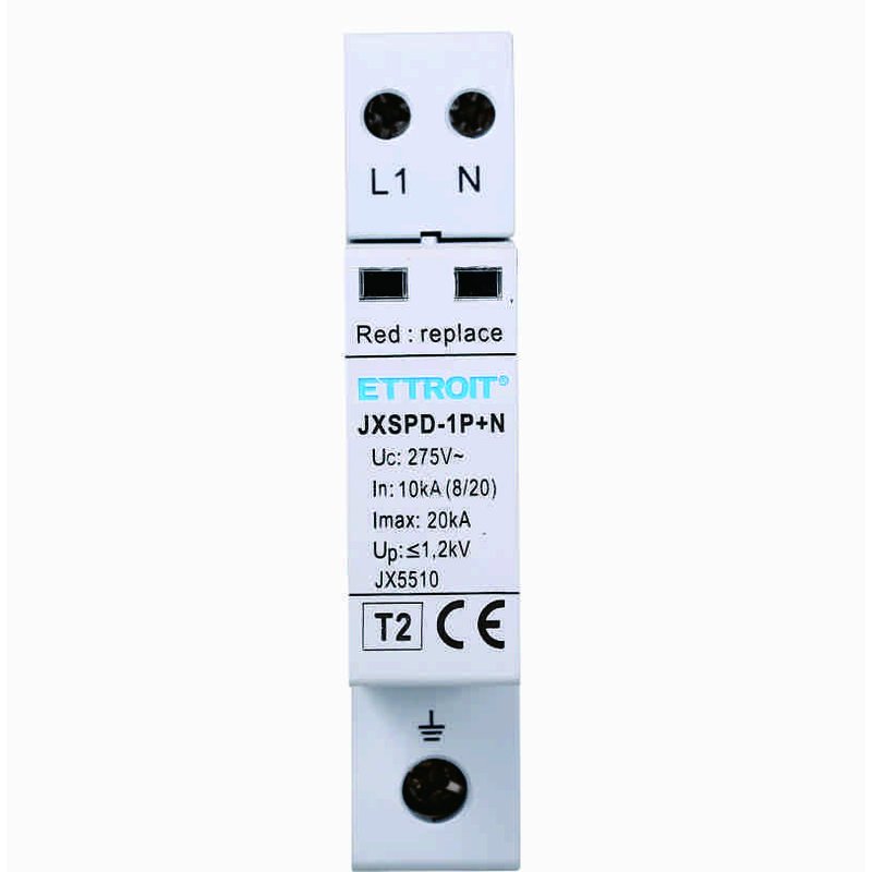 ETTROIT Scaricatore Di Sovratensione 220V T2 1P+N 275V 10KA 2 Poli Occupa 1 Modulo DIN