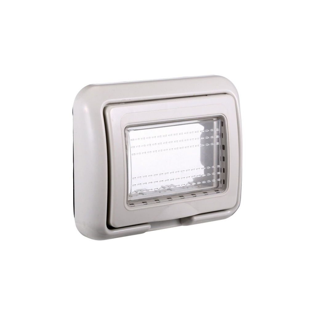 Placca con Coperchio Supporto Stango Idrobox IP55 Compatibile Con Bticino Living Light 3P Grigio