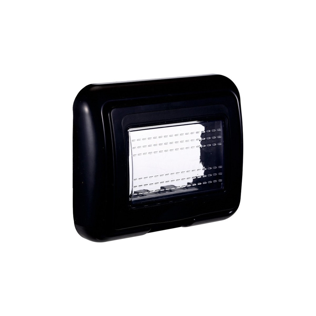 Placca con Coperchio Supporto Stango Idrobox IP55 Compatibile Con Bticino Living Light 3P Nero