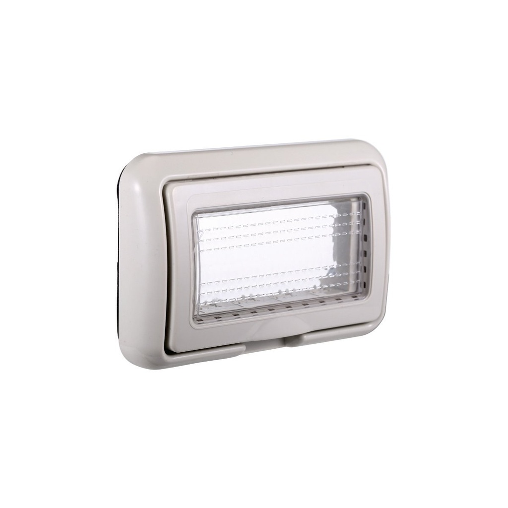 Placca con Coperchio Supporto Stango Idrobox IP55 Compatibile Con Bticino Living Light 4P Grigio