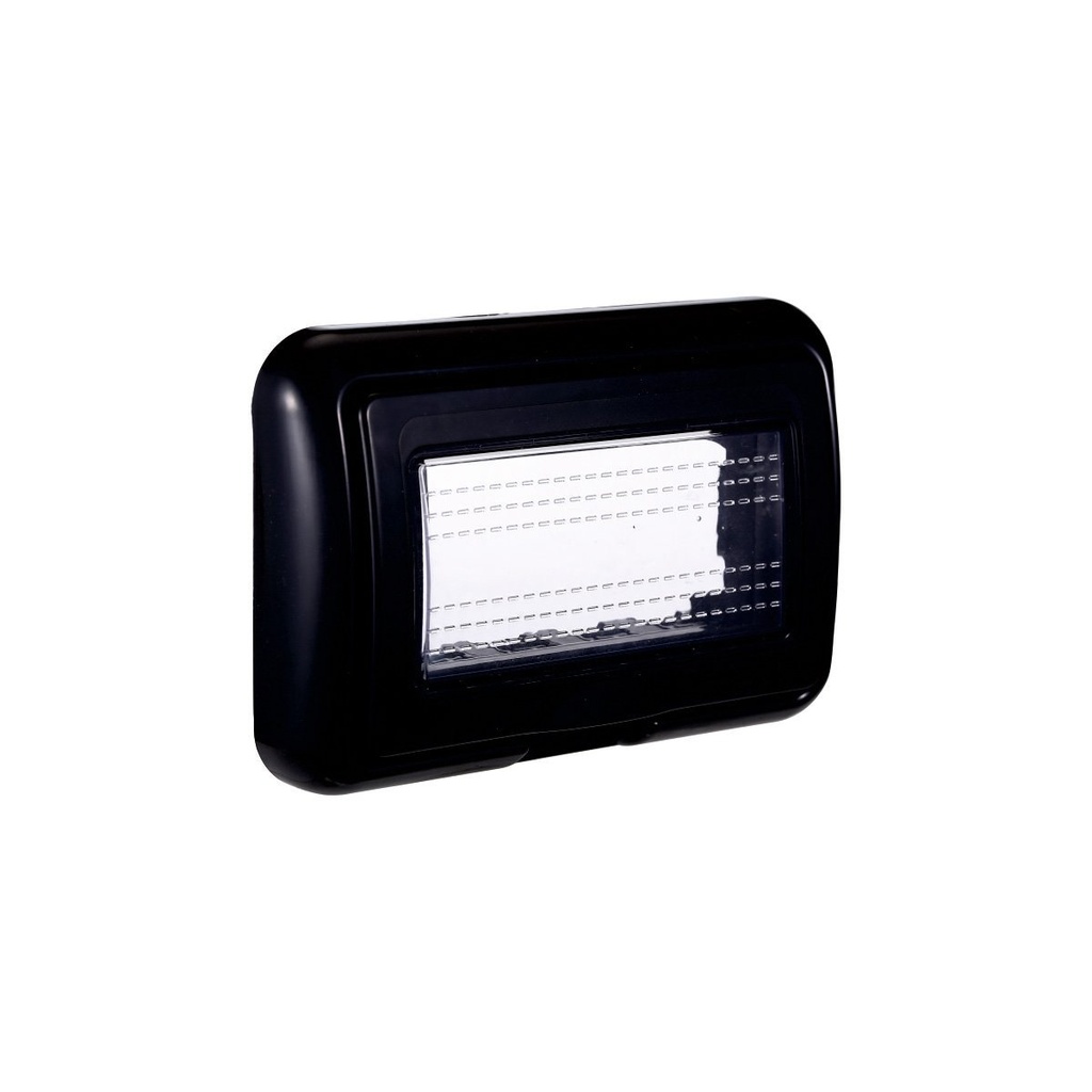 Placca con Coperchio Supporto Stango Idrobox IP55 Compatibile Con Bticino Living Light 4P Nero