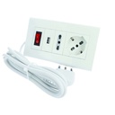 Multipresa Da Tavolo Con USB Bianco 1 Presa Schuko 1 Presa Bipasso 10/16A Interruttore Spina 16A Cavo 2 Metri