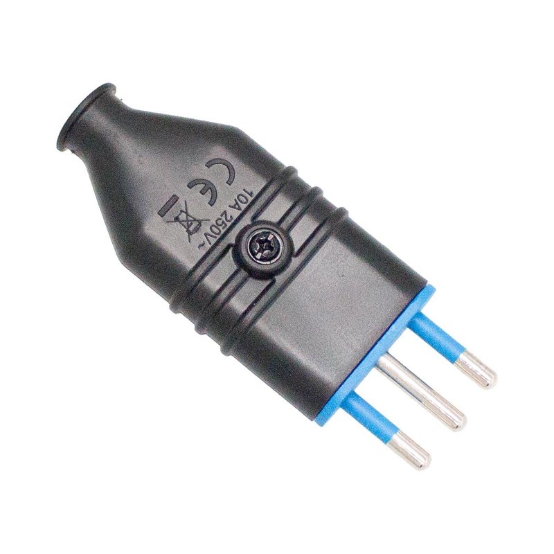 Spina Antischiacciamento 2P+T In PVC 10A 250V Nero