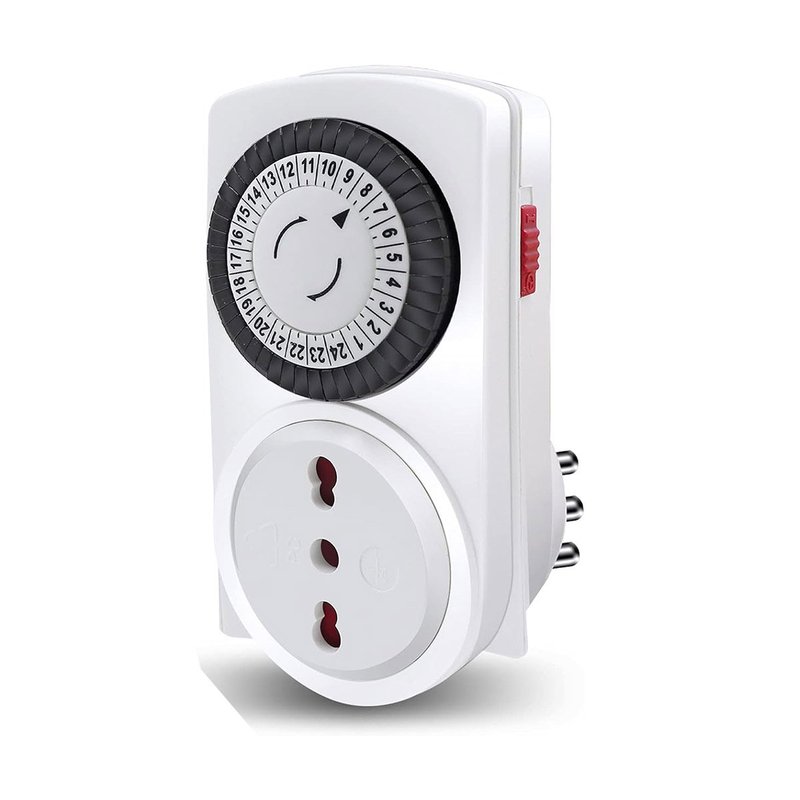 Temporizzatore Meccanico Timer Regolabile 24 Ore Con Spina 16A Presa Bipasso 10/16A Max 3680W